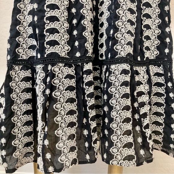 LOVE THE LABEL Black maxi dress w/ white embroidery- Ruffle collar-sleeveless XS - Picture 6 of 12